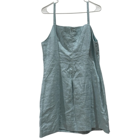 NWT Reformation Phillipa Linen Mini Dress Sz 12 Aquamarine Coastal Beach Vacatio - Picture 3 of 12